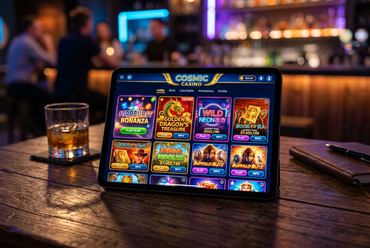 Modern online casino interface on a tablet